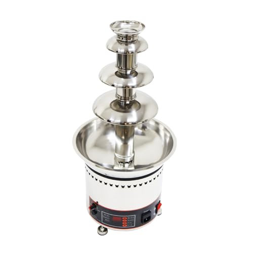 INTBUYING Chocolate Fountain, 4 Tier Electric Chocolate Fountain Machine, Stainless Steel Hot Fountain Machine, 110V for Melting Heating Chocolate, Cheese, Dipping Strawberries, Vegetables