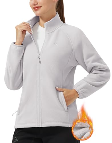 Pioneer Camp Women's Lightweight Fleece Jacket Full Zip Polar Soft Warm Winter Coat Antistatic Outwear with Zipper Pockets