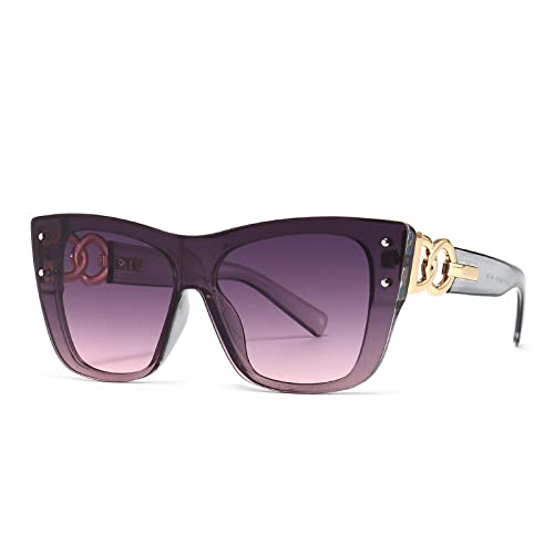 Lunettes de soleil pour femmes vintage œil de chat à verre dégradé grand format