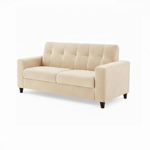 Image of Homeboy Luxe Velvet-Suede Fabric 3 + 2 Seater with Ottoman Sofa Set | Comfortable & Spacious Seating for Upto 6 Person | Modern Sofa Set for Living Room - Cream