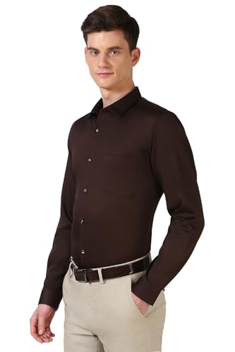 Image of Peter England Men's Satin Solid Regular Fit Formal Shirt | Cotton with Satin Sheen | Luxury