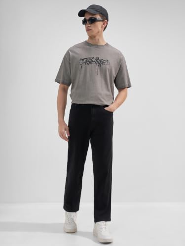 Image of Highlander Men Men's Premium Loose Straight Fit Mid-Rise Cotton Lycra Jeans - Button Closure, Machine Washable, Comfortable All-Day Wear for Casual & Semi-Formal Occasions
