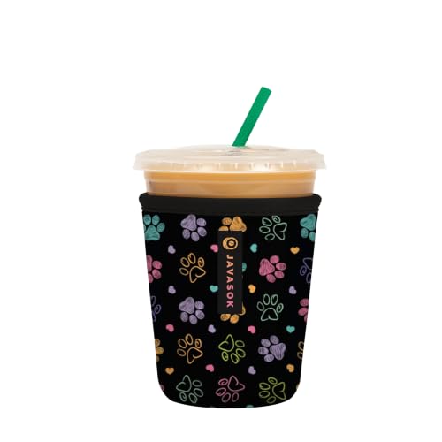 Sok It JavaSok Iced Coffee & Cold Soda Insulated Neoprene Cup Sleeve (Furry Footprints, Small: 16-20oz)