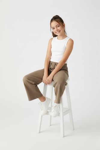 Image of Alan Jones Clothing Girls Mid Rise Solid Cotton Wide Leg Trackpant | French Terry Fabric | Relaxed Fit