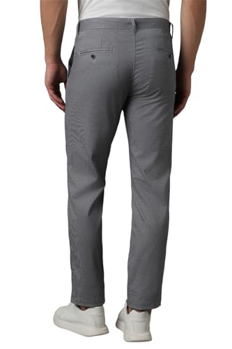 Image of Louis Philippe Men's Slim Fit Mid Rise Textured Cotton Blend Casual Trousers