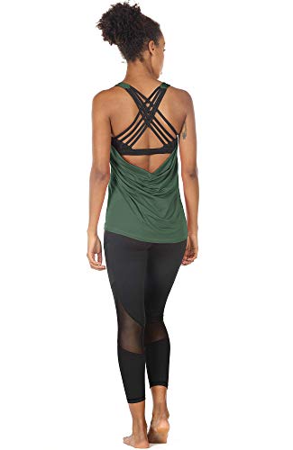 Image of icyzone Women's Open Back Workout Athletic Yoga Tank Tops with Built in Bra