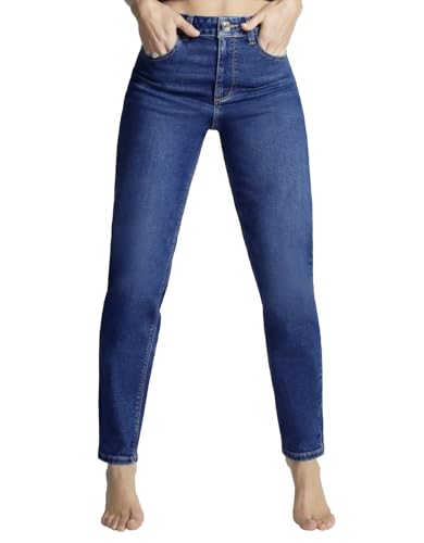 La Mejor Recopilación de Pantalones de Moda para Dama los mejores 5. 44 Seven Jeans, Pantalón de Mezclilla para Dama, Mom Slim, Cintura Super Alta, Stone Medio, 64% Algodón, Modelo 0076STME (MX/US, Numérica, 13, Regular, Regular, Stone Medio)