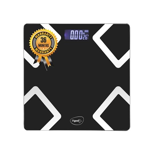 Image of Pigeon Opal Weighing Machine for Body Weight Machine| Digital Bathroom Scale for Weight Measurement| Weighing Scale with LCD Display| 36 Months Warranty, Black, 180 Kg
