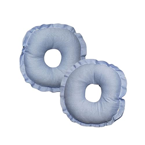 Kit 2 Rosquinhas De Amamentação Absorventes Seios Lavável 100% Algodão Tamanho:U;Cor:Azul