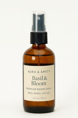 Image of Aura & Amity Premium Room & Linen Spray - Handmade Luxury Fabric & Home Fragrance Mist, Long-Lasting & Eco-Friendly (Basil & Bloom)