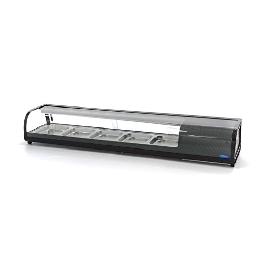 Vitrine à Sushi et Tapas 132 L 5 x 1/2 GN Vitrine à Sushi de Table - Vitrine Réfrigérée Traiteur - Vitrine Réfrigérée Professionnelle - Avec bacs GN -...