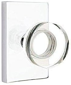 Miniatura 6 de Emtek Juego de paso, roseta rectangular moderna, perilla de cristal de disco moderna (negro plano)