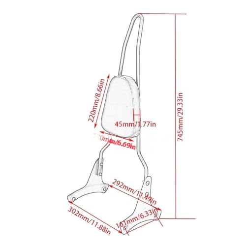 Dossier passager arrière moto Shadow VT 750 VT 400 1997-2003 custom