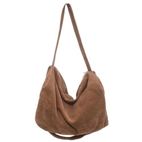 Image of Unisex Corduroy Hobo Shoulder Shopper Bag - Large, Everyday /Office /Travelling