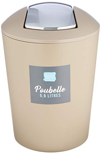 douceur d'intérieur, Poubelle Flic Flac (5.6 L) Vitamine Taupe, Plastique