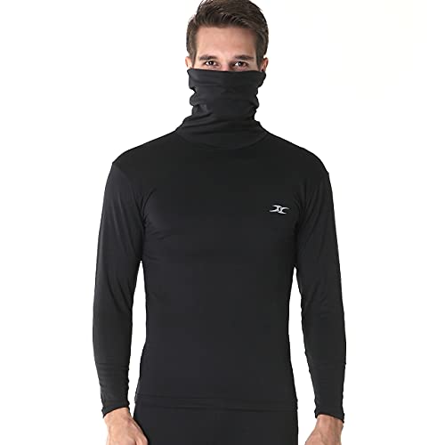 Men's Turtleneck Shirts Thermal Top Base Layer Compression Long Sleeve Black HOM XL