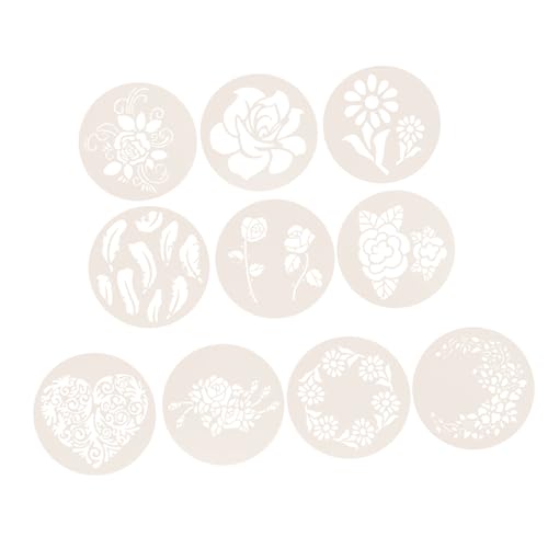 Veemoon 10 piezas Plantillas Decorativas para Tartas Reutilizables con Diseño Floral para Repostería Pulverizador de Azúcar y Café Útiles para Pastelería Creativa