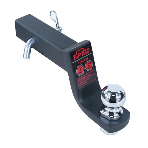 TOPTOW Trailer Hitch Ball Mount Kit with 2 inch Trailer Ball and 5/8 inch Hitch Pin 4 inch Drop Fits 2 inch Hitch Receiver Matte Black
