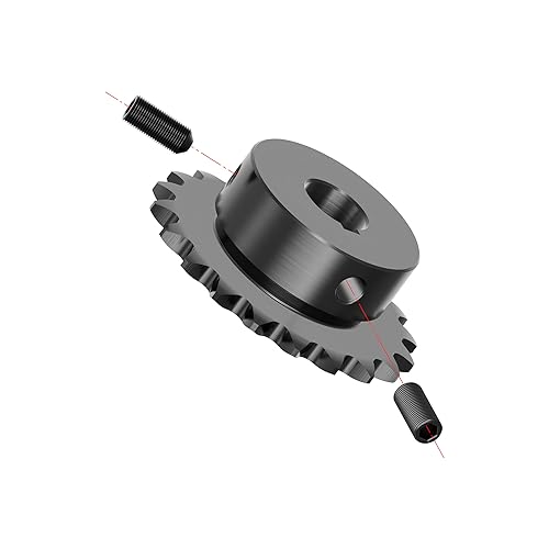 Image of 20 Tooth Roller Chain Sprocket B Type Hardened Teeth, 25 Chain Sigle Strand 1 /4-Inch Pitch, 20mm Bore Black Oxide C45 Carbon Steel, Keyway with Fasten Screws for 04C Chain