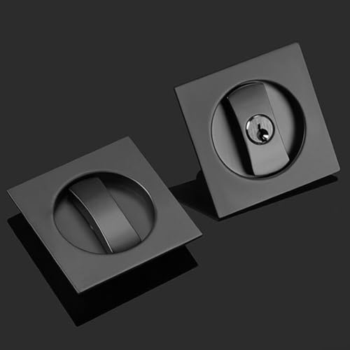 Cerradura Empotrada Cuadrada para Puerta Corredera en Acabado Negro Mate con Herrajes de Privacidad de Zinc para Puertas de Dormitorio o Baño miniatura 4