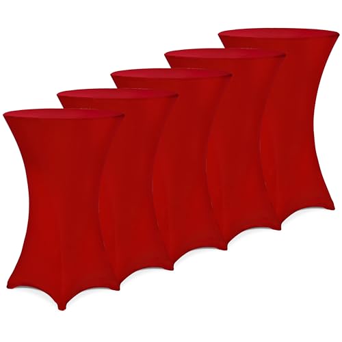 Deuba® 5X Housses de Table de Bar bistrot Ronde Bordeau-Rouge Ø80-85 cm Nappe Mange Debout Protection Table de Cocktail