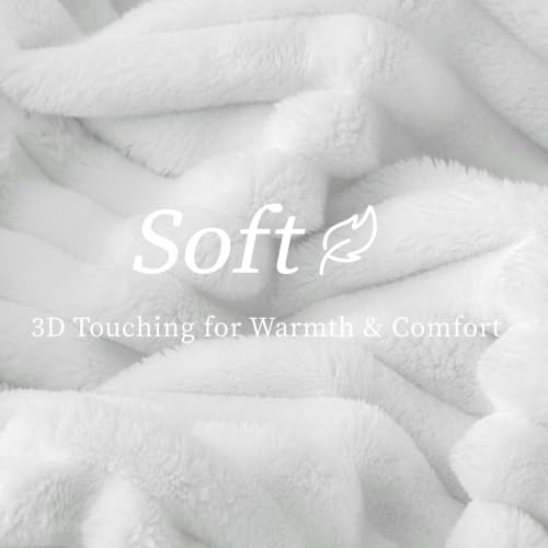 Image of BEDELITE Ribbed Twin Blanket for Couch & Bed, Bright White, 60 inchx80 inch | Ultra-Soft Plush Fleece, Cozy, Warm Yet Lightweight, Ribbed Texture, Home Decor, Machine Washable, Giftable, All-Season Use