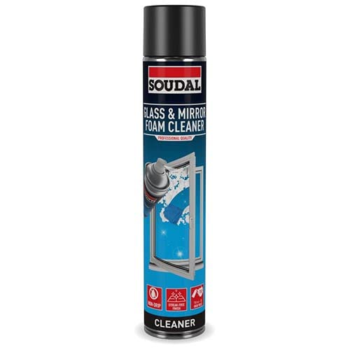 BC Profiles Soudal Glass and Mirror Foam Aerosol | Professional Quality, Cleaning Agent Spray Cleaner - Effectively Removes Grease, Dirt from Windows and Surfaces Quickly - 750ml