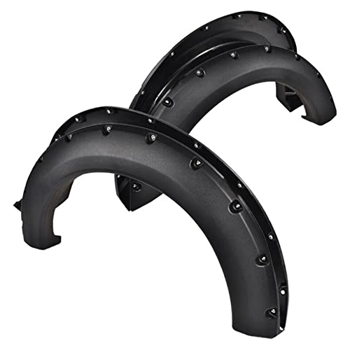 Yvessvi Fits Textured Pocket River Style Bolt On Fender Flares 4Pcs (Textured Black, Plastic) #TOP29