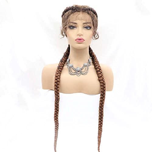 Xiweiya Wigs 36" Super Long Brown Synthetic Braid Lace Front Wigs Double Box Braiding Hair With Baby Hair HandMade Braid Wigs… - Image 2