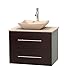 Wyndham Collection Centra 30" Single Bathroom Vanity in Espresso, Ivory Marble Countertop, Avalon Ivory Marble Sink & No Mirror