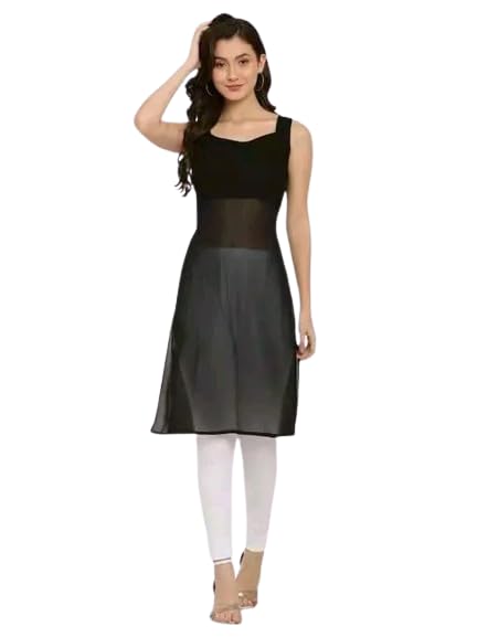 GenericAyan Creation Prime Collections Women Georgette Embroidered Chicken Kari Straight Kurti Regular Fit Casual Kurti