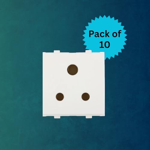 Image of Anchor by Panasonic Penta Modular 2 Module 6 Amp 3 Pin Round Socket W /O Shutter (White, 65208-10)