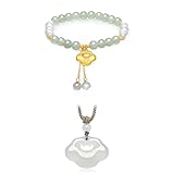 Calcedonia Gémica Blanca Collares Colgantes con Piedra Preciosa Verde Plateada Pearl Yellow Bead Stretch Pulsera