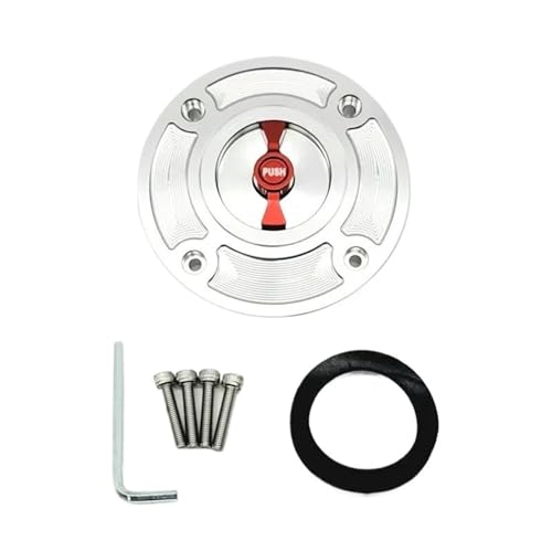 Bouchon de réservoir CNC Suzuki GSXR en aluminium anodisé argent et rouge