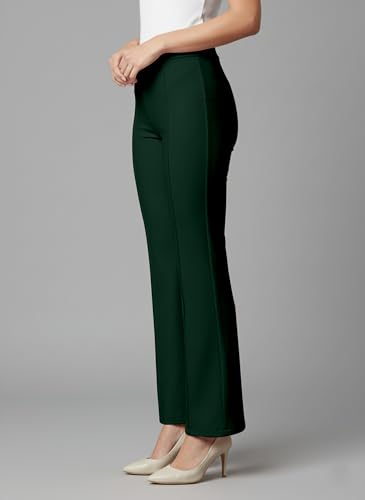 Image of Mehrang Cotton Blend Bootcut Parallel Trouser Pants for Women Regular Fit, Bellbottom Straight Pants for Womens