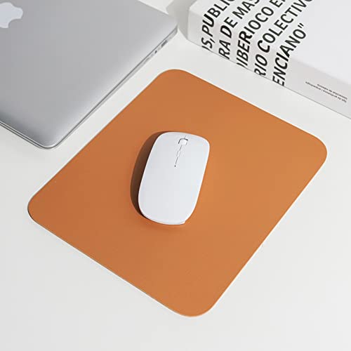 GERRIT Mouse Pad 9.84" x 8.26", Small PU Leather Mousepad with with Non-Slip, Computer Mouse Mat for Gaming, Desk, Wireless, Laptop, Travel, Office (orange)