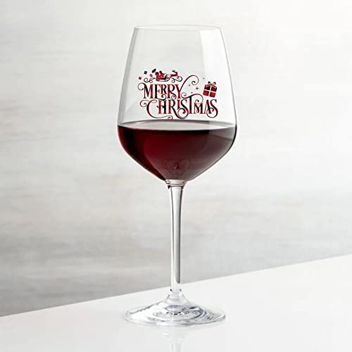 Verres à vin Merry Christmas 325 ml pour dégustation de rouge et blanc - Lot de 2