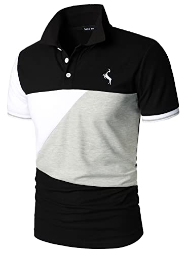 HOOD CREW Man’s Fashion Polo Shirts Short Sleeves Collared T Shirt Color Block Sports Golf Polos2