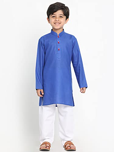 Image of JBN Creation Boys Cotton Blend Kurta Pyjama Set - Ethnic Elegance for Festivals | Comfortable Classic Collar Full Sleeves Kurta for Kids