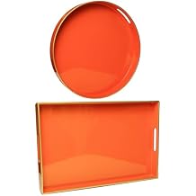 Orange Plastic Serving Tray for Coffee Table, Ottoman