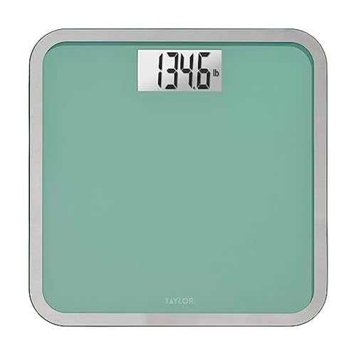 Taylor Precision Products - Báscula digital de baño de vidrio para peso corporal, plataforma grande y duradera, capacidad extra alta de 500 libras, pantalla grande de 3.5 x 1.7 pulgadas, color verde Taylor Precision Products - Báscula digital de baño de vidrio para peso corporal, plataforma grande y duradera, capacidad extra alta de 500 libras, pantalla grande de 3.5 x 1.7 pulgadas, color verde