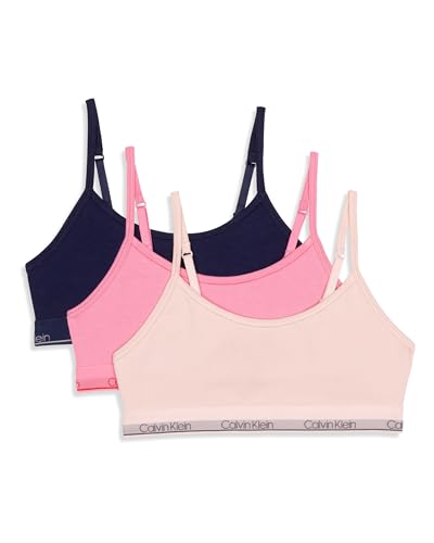 Calvin Klein Girls' Pullover Cropped Cotton Bralette 3-Pack
