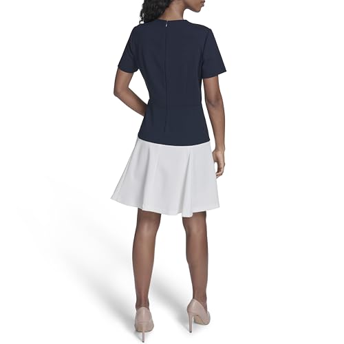 Image of Tommy Hilfiger Women's Short Sleeve Button Front Sparkle Boucle Knit Fit and Flare Mini Dress