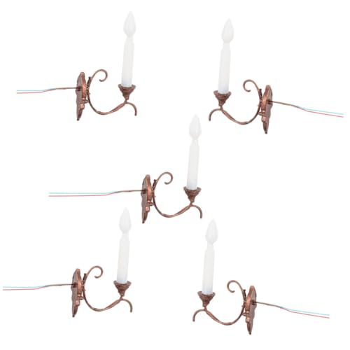 ibasenice 5pcs Mini House Wall Lamps Decorative LED Landscape Lights for Sand Table Model Realistic Illumination for Miniature Home Warm Glow Antique Finish