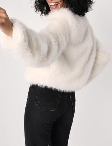 Wyeysyt Women's Cropped Faux Fur Jacket Winter Fashion Long Sleeve Open Front Cardigan Fluffy Shaggy Warm Short Coat2
