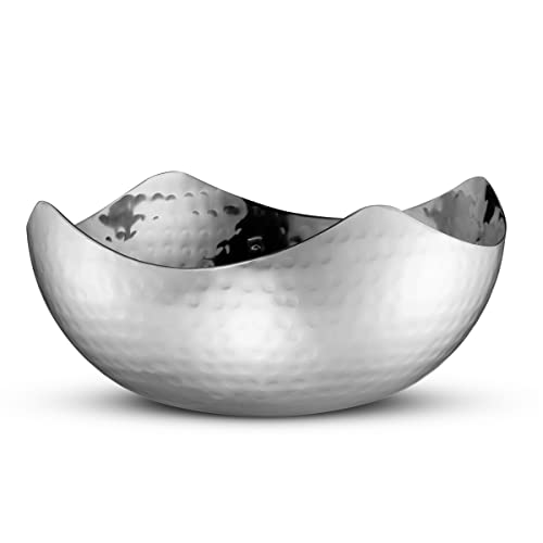 James Scott Serving Bowls Set Of 2 - Hammered Stainless Steel Wave Bowls, 6-Inch & 10-Inch - Multipurpose For Bathroom, Kitchen, Dining - Fruit, Candy, Salad, Snacks, Accessories #TOP4