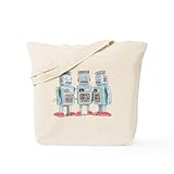 CafePress Vintage Robots Tote Bag Reusable Natural Beige Canvas Shopping Bag
