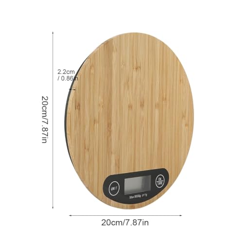 Image of Digital Food Scale,Multi-Functional Kitchen Appliance,Precise Weight Measuring and Portion Control,Baking and Cooking Made Simple,Stainless Steel Platform(Wooden Round)