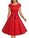 Dressystar DS1956 Women Vintage 1950s Retro Rockabilly Prom Dresses Cap-Sleeve L Red