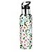Mnsruu Margherita Fiore Tucano Uccello Borraccia Termica con Cannuccia Sportiva, Bottiglia Acqua in Acciaio Inox Isolato 600ML Senza BPA per Bevande Calde e Fredde per Bambini Scuola